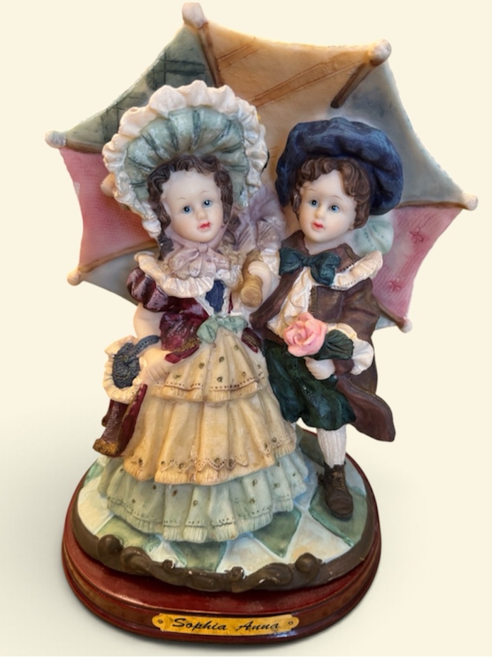 Vintage sophia Anna Pastel Porcelain Figurine Couple with Parasol